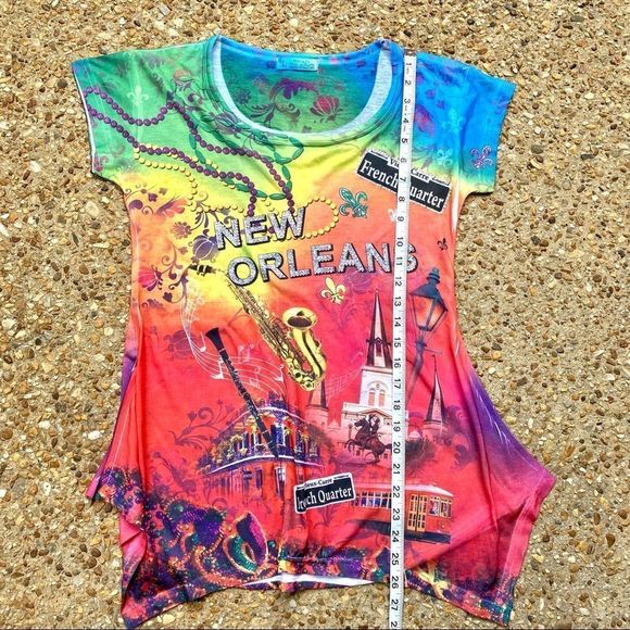 Maxi & Co New Orleans Bourbon St Colorful Top L - Picture 6 of 10